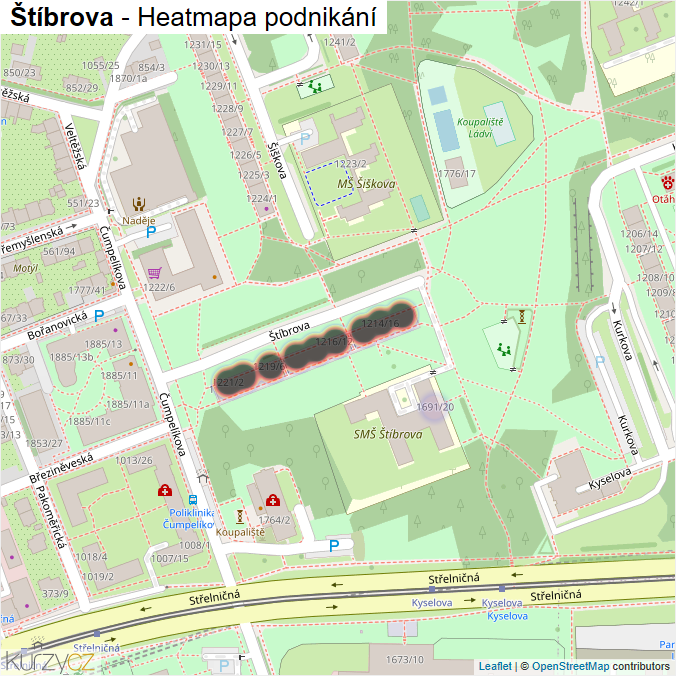 Mapa Štíbrova - Firmy v ulici.