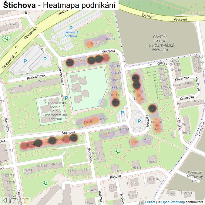 Mapa Štichova - Firmy v ulici.