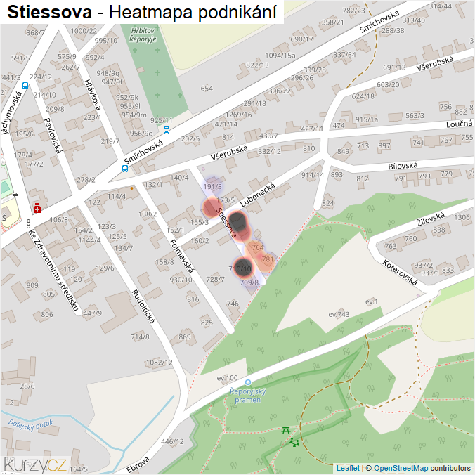Mapa Stiessova - Firmy v ulici.