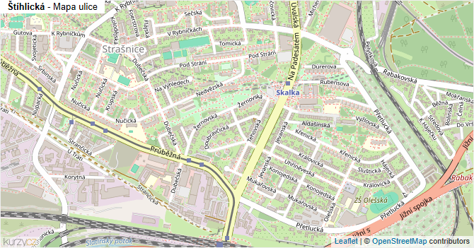 Štíhlická - mapa ulice