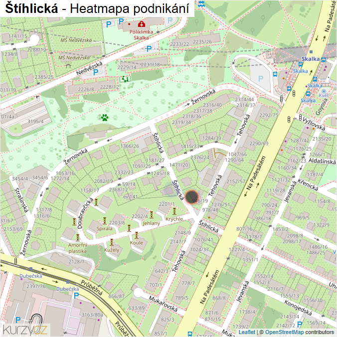 Mapa Štíhlická - Firmy v ulici.