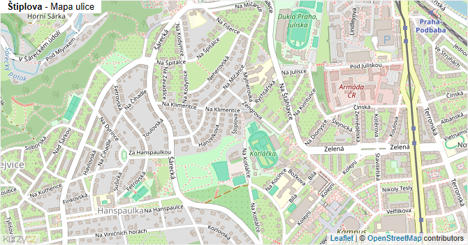Štiplova - mapa ulice