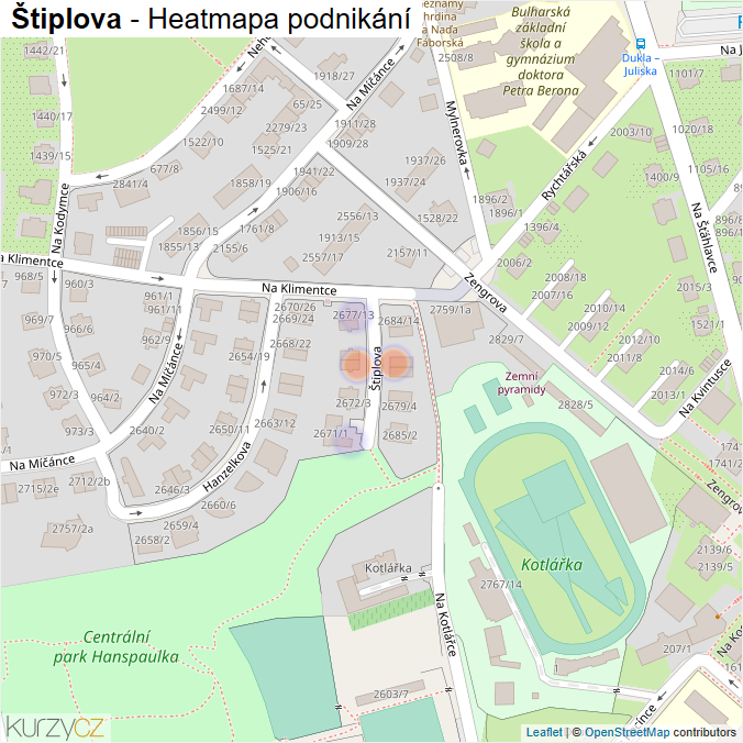 Mapa Štiplova - Firmy v ulici.