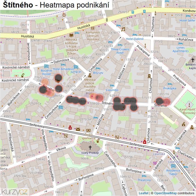 Mapa Štítného - Firmy v ulici.