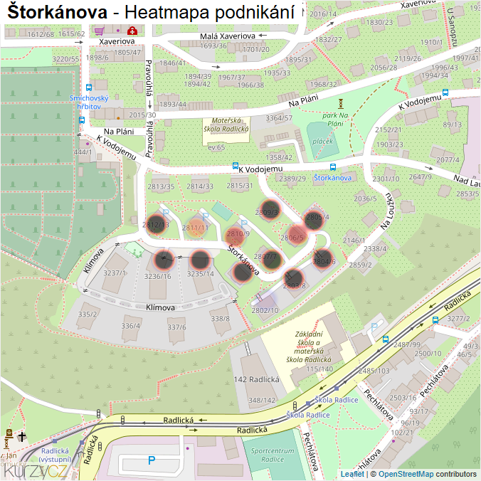 Mapa Štorkánova - Firmy v ulici.