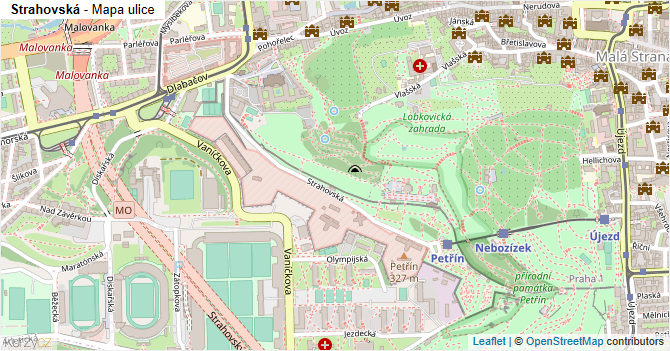 Strahovská - mapa ulice