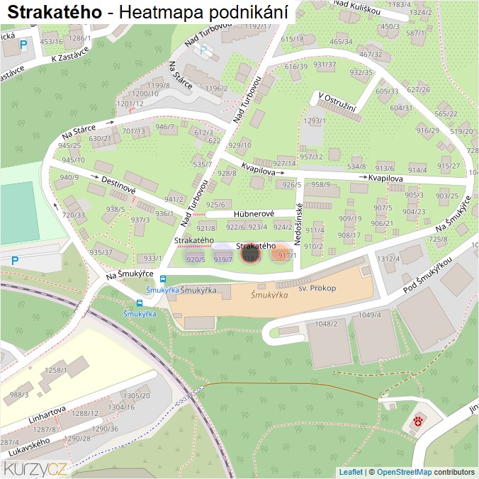 Mapa Strakatého - Firmy v ulici.