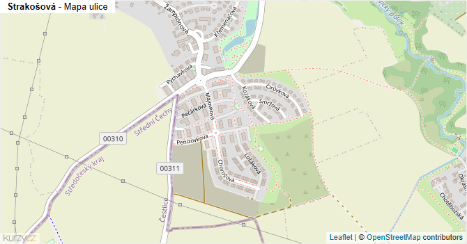 Strakošová - mapa ulice