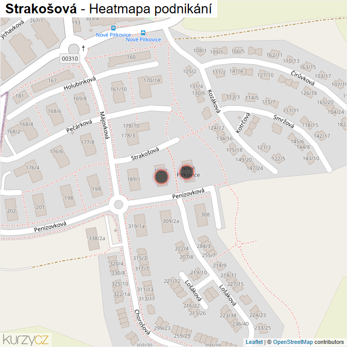 Mapa Strakošová - Firmy v ulici.