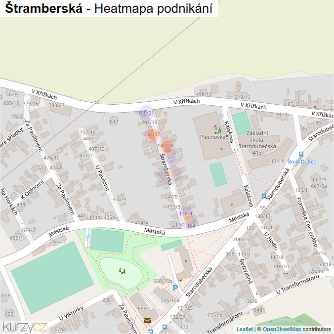 Mapa Štramberská - Firmy v ulici.