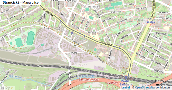 Strančická - mapa ulice