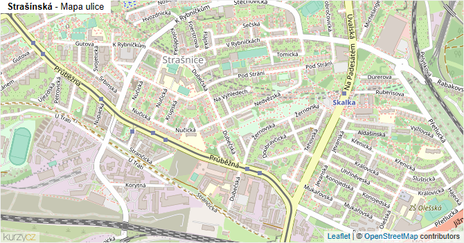 Strašínská - mapa ulice