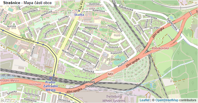 Strašnice - mapa části obce