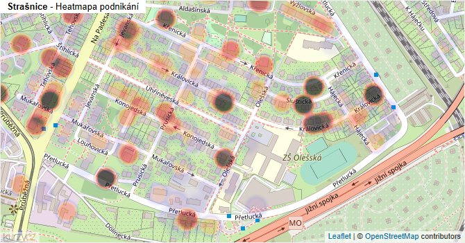 Strašnice - mapa podnikání
