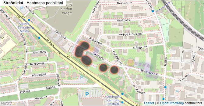Strašnická - mapa podnikání