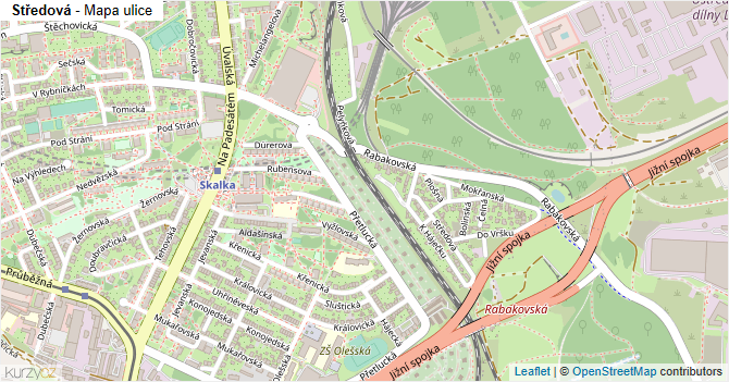 Středová - mapa ulice