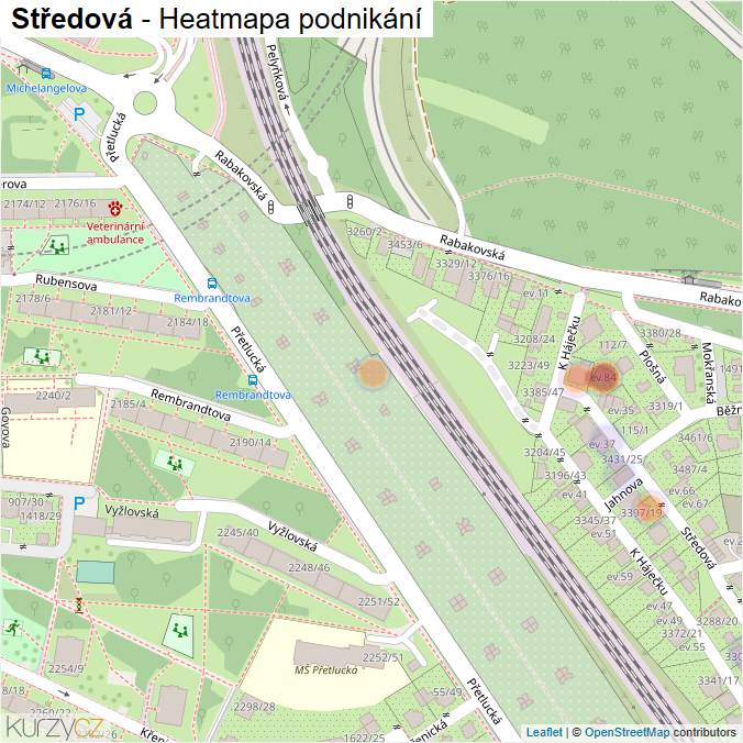 Mapa Středová - Firmy v ulici.