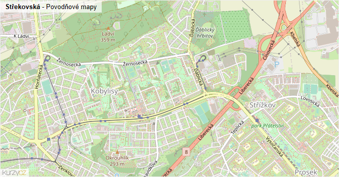 Střekovská - záplavové mapy stoleté vody