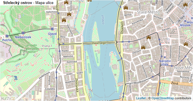 Střelecký ostrov - mapa ulice