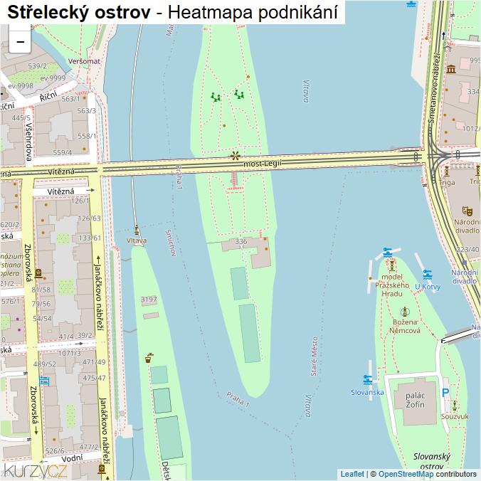 Mapa Střelecký ostrov - Firmy v ulici.