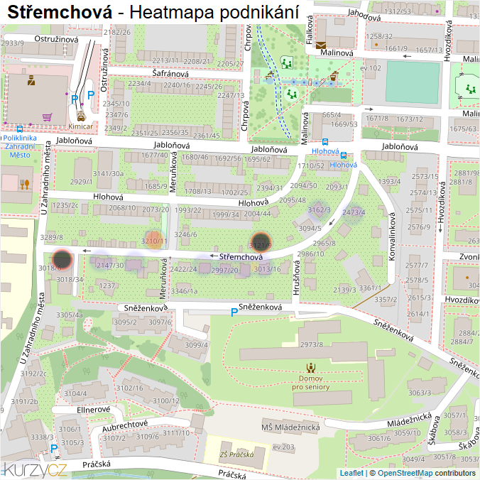 Mapa Střemchová - Firmy v ulici.