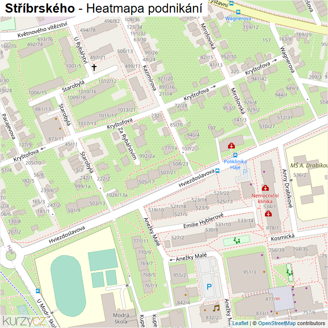 Mapa Stříbrského - Firmy v ulici.