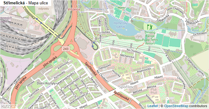 Střimelická - mapa ulice