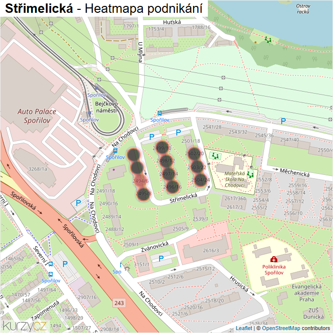 Mapa Střimelická - Firmy v ulici.