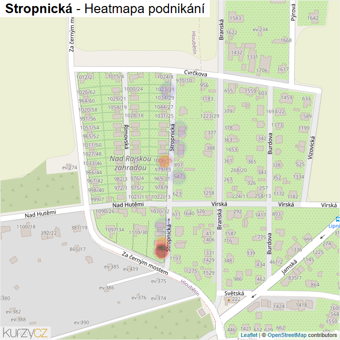 Mapa Stropnická - Firmy v ulici.