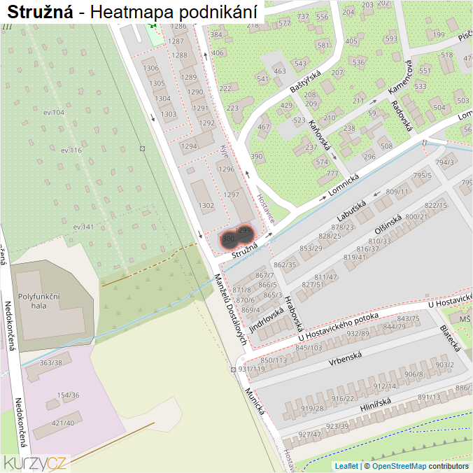 Mapa Stružná - Firmy v ulici.
