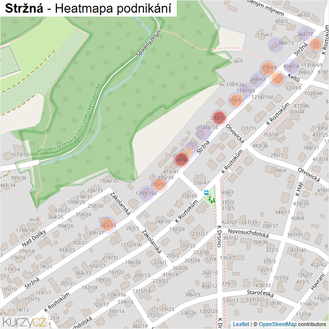 Mapa Stržná - Firmy v ulici.
