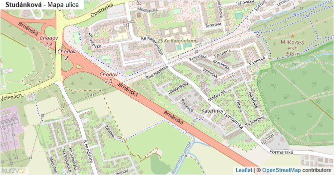 Studánková - mapa ulice