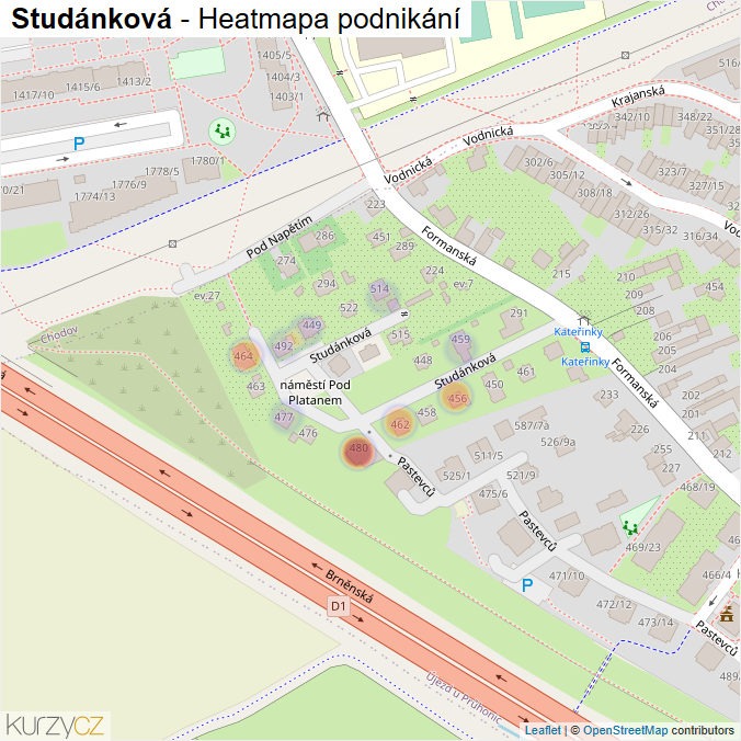 Mapa Studánková - Firmy v ulici.