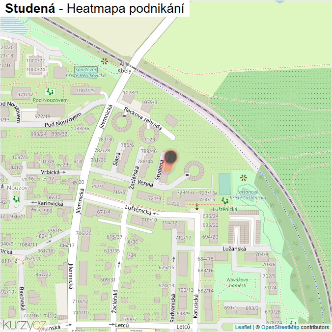 Mapa Studená - Firmy v ulici.
