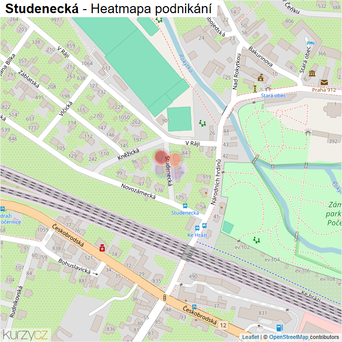 Mapa Studenecká - Firmy v ulici.