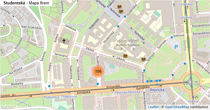 Studentská - mapa firem