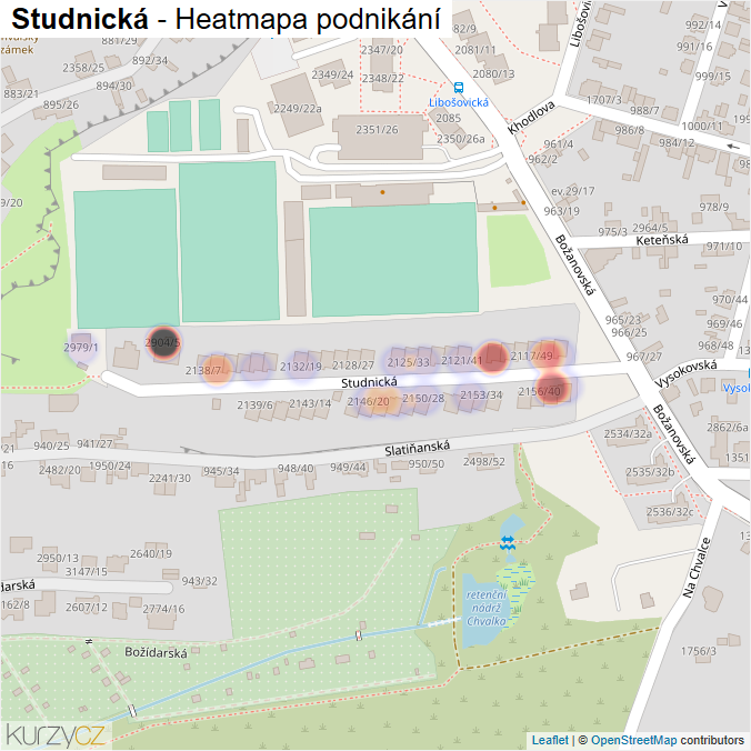 Mapa Studnická - Firmy v ulici.