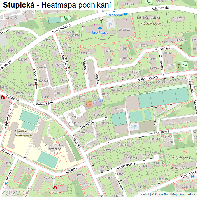 Mapa Stupická - Firmy v ulici.