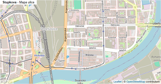 Stupkova - mapa ulice
