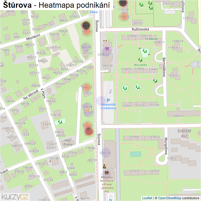 Mapa Štúrova - Firmy v ulici.