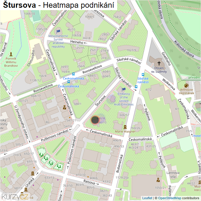 Mapa Štursova - Firmy v ulici.