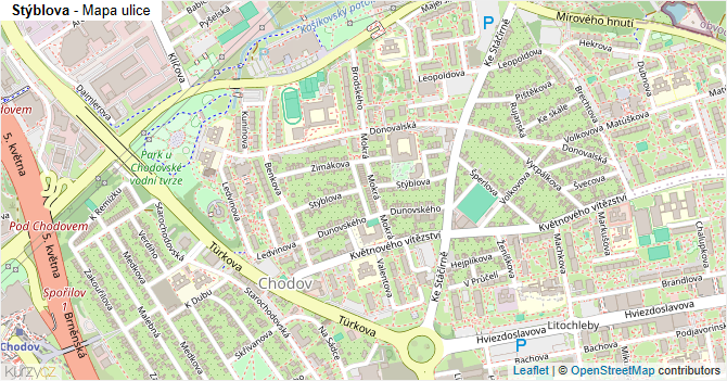 Stýblova - mapa ulice