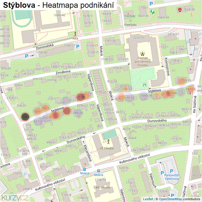 Mapa Stýblova - Firmy v ulici.