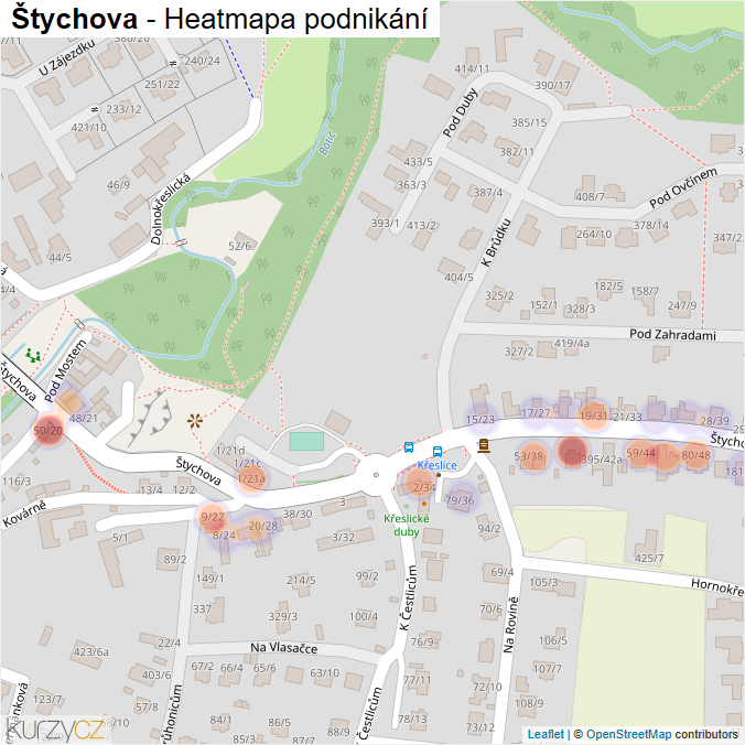 Mapa Štychova - Firmy v ulici.