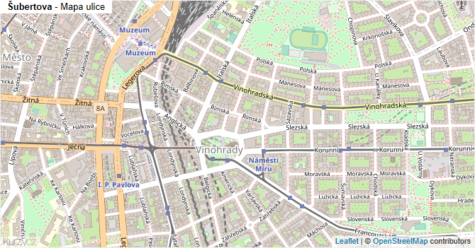 Šubertova - mapa ulice