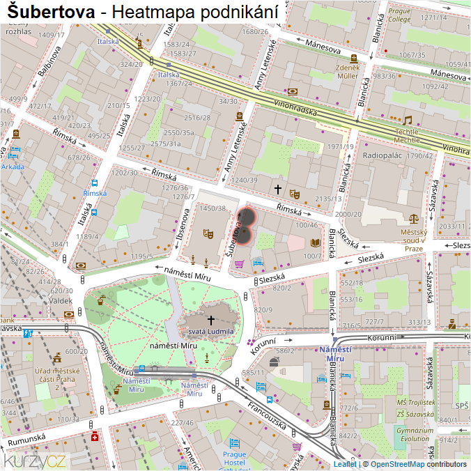 Mapa Šubertova - Firmy v ulici.
