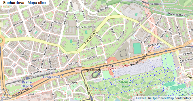Suchardova - mapa ulice