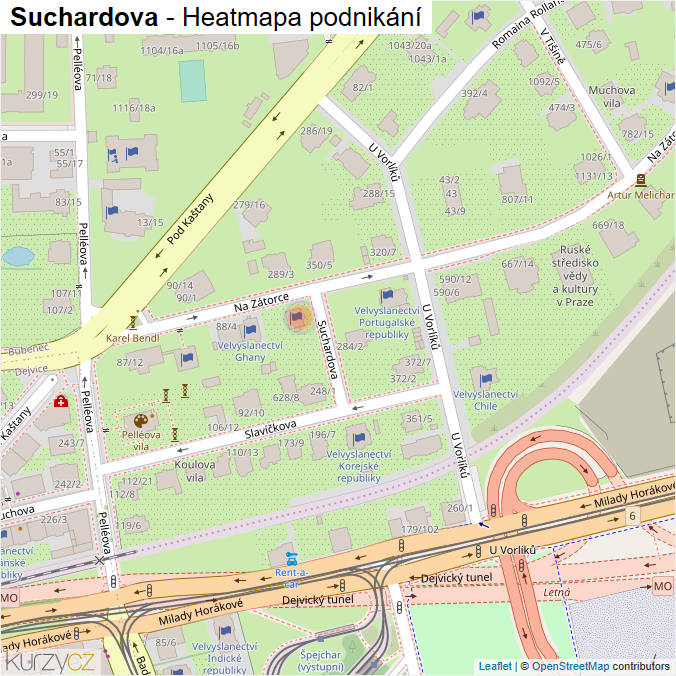 Mapa Suchardova - Firmy v ulici.