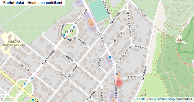 Suchdolská - mapa podnikání