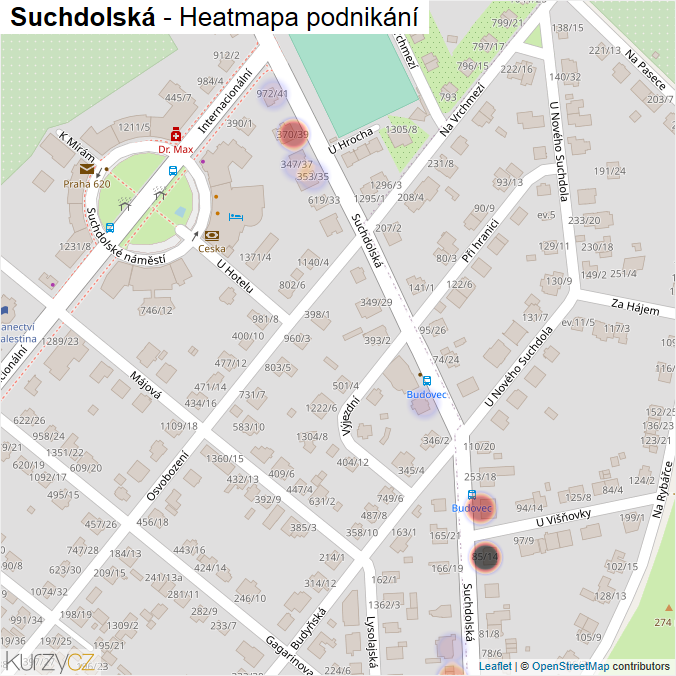 Mapa Suchdolská - Firmy v ulici.